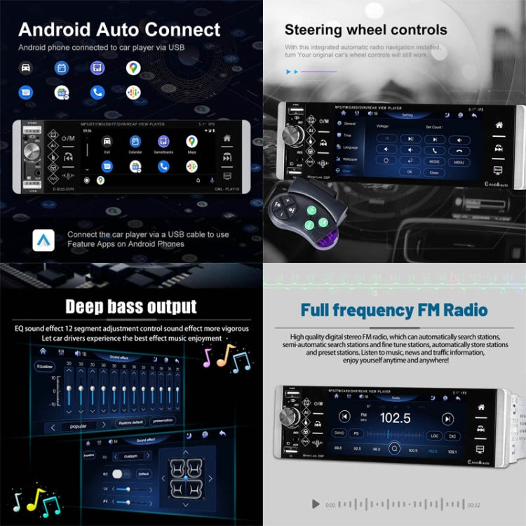 A2905 5.1 inch IPS Capacitive Screen Single Butt Carplay Player, Style: Standard+AHD Camera - Car MP3 & MP4 & MP5 by PMC TechLife | Online Shopping South Africa | PMC TechLife