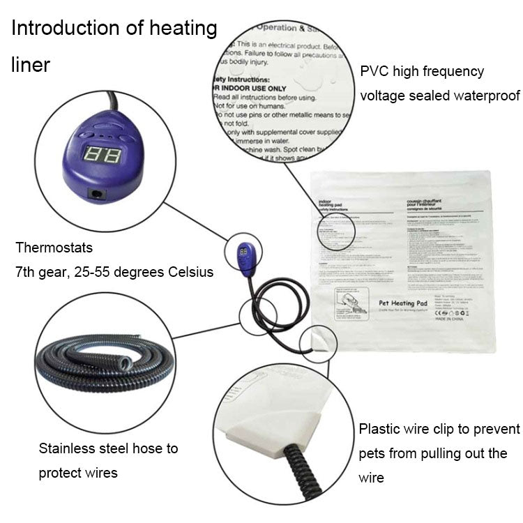40x30cm Blue 12V Low Voltage Multifunctional Warm Pet Heating Pad Pet Electric Blanket(EU Plug) - Pads by PMC TechLife | Online Shopping South Africa | PMC TechLife | Buy Now Pay Later Mobicred