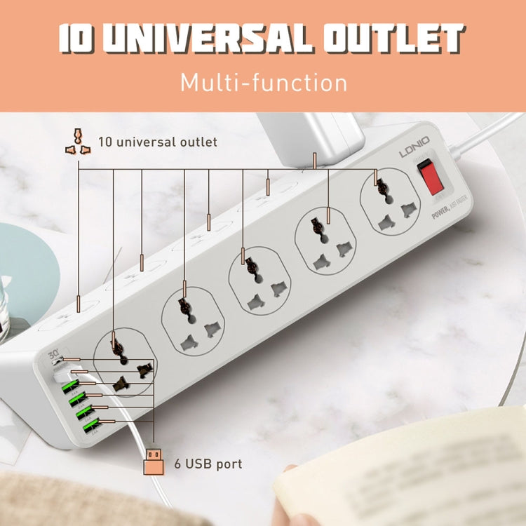 LDNIO SC10610 30W 10+6 Ports Multifunctional Travel Home Office Fast Charging Socket, Spec: US Plug - Extension Socket by LDNIO | Online Shopping South Africa | PMC Jewellery | Buy Now Pay Later Mobicred