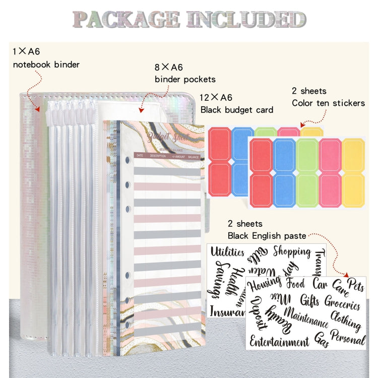 A6 Illusion Magic Square Loose-leaf PU Notebook Cash Budget Book(Pink) - Notebooks by PMC TechLife | Online Shopping South Africa | PMC TechLife | Buy Now Pay Later Mobicred