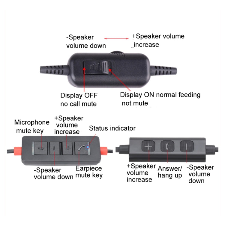 VT200D Double Ears Telephone Headset Operator Headset With Mic,Spec: Type-C With Answer Key - Microphones & Headsets by PMC Jewellery | Online Shopping South Africa | PMC Jewellery | Buy Now Pay Later Mobicred