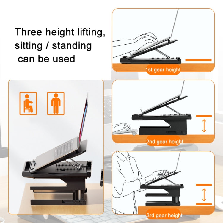 Double Layer Foldable Lift Laptop Stand  Aluminum Computer Heightening Bracket(Black) - Laptop Stand by PMC Jewellery | Online Shopping South Africa | PMC Jewellery | Buy Now Pay Later Mobicred