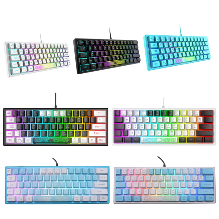 ZIYOULANG K61 62 Keys Game RGB Lighting Notebook Wired Keyboard, Cable Length: 1.5m(White Blue) - Wired Keyboard by ZIYOULANG | Online Shopping South Africa | PMC Jewellery | Buy Now Pay Later Mobicred