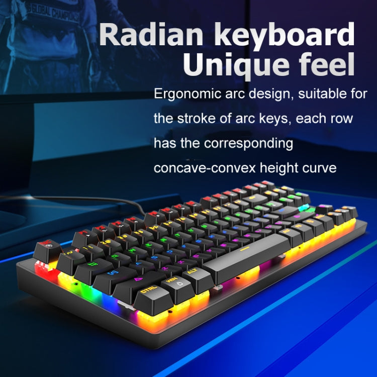 ZIYOULANG K2 87 Keys Office Laptop Punk Glowing Mechanical Wired Keyboard, Cable Length: 1.5m, Color: Blue - Wired Keyboard by ZIYOULANG | Online Shopping South Africa | PMC Jewellery | Buy Now Pay Later Mobicred