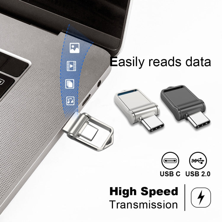 64GB USB 2.0 + Type-C/USB-C High Speed Mini Computer and Phone Dual-purpose Rotary U Disk(Black) - USB Flash Drives by PMC TechLife | Online Shopping South Africa | PMC TechLife