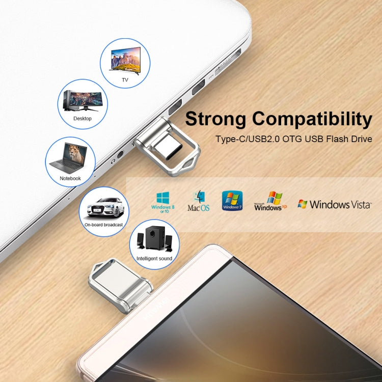 64GB USB 2.0 + Type-C/USB-C High Speed Mini Computer and Phone Dual-purpose Rotary U Disk(Black) - USB Flash Drives by PMC TechLife | Online Shopping South Africa | PMC TechLife