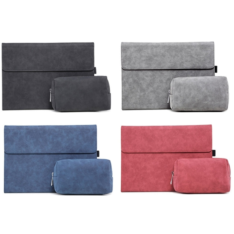 For Microsoft Surface Pro 8 Tablet Protective Case Holder(South African Sheepskin Blue Case + Power Supply Bag) - Others by PMC Jewellery | Online Shopping South Africa | PMC Jewellery | Buy Now Pay Later Mobicred
