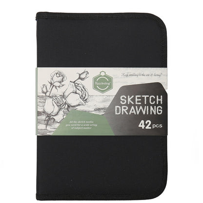 42 In 1 Drawing Painting Sketch Kit with Pencil Erasers Sharpener(Black) - Art Supplies by PMC Jewellery | Online Shopping South Africa | PMC Jewellery