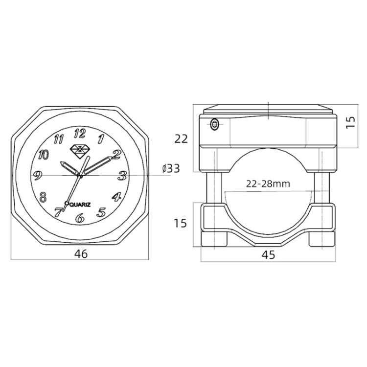 L1 Motorcycles Waterproof Outdoor Clock Temperature Gauge, Color: Clocks Black Silver - Others by PMC Jewellery | Online Shopping South Africa | PMC Jewellery | Buy Now Pay Later Mobicred