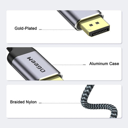 QGeeM QG-UA13 Type-C To DP 4K 60Hz Nylon Braided Adapter Cable, Length: 1.8m - Cable & Adapters by QGeeM | Online Shopping South Africa | PMC Jewellery | Buy Now Pay Later Mobicred