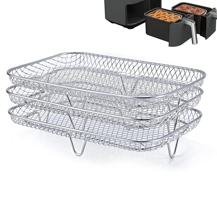 Air Fryer Accessories Three-Layer Steam Rack Stackable Dehydration Rack(Rectangle) - free shipping - PMC TechLife - Order now!