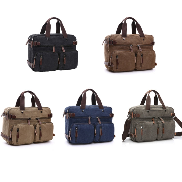 Casual Canvas Three-Purpose Business Briefcase Computer Bag, Color: Khaki Large - Handbags by PMC Jewellery | Online Shopping South Africa | PMC Jewellery