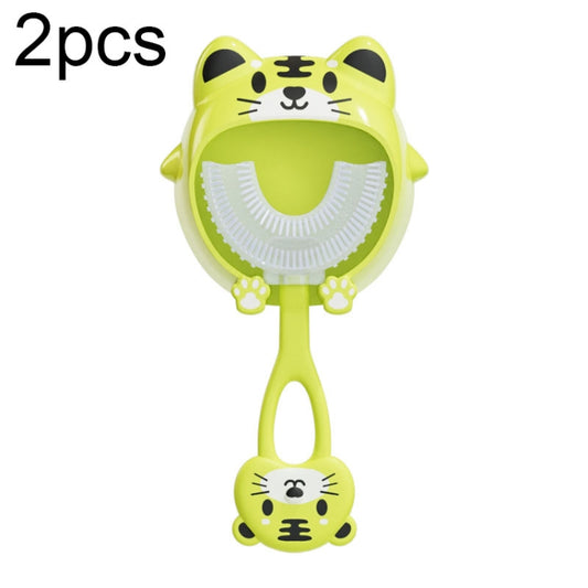 S8 2pcs Children Cartoon Animal Manual U-shaped Silicone Toothbrush for 2-12 Years Old(Green Tiger) - Toothbrushes by PMC Jewellery | Online Shopping South Africa | PMC Jewellery | Buy Now Pay Later Mobicred