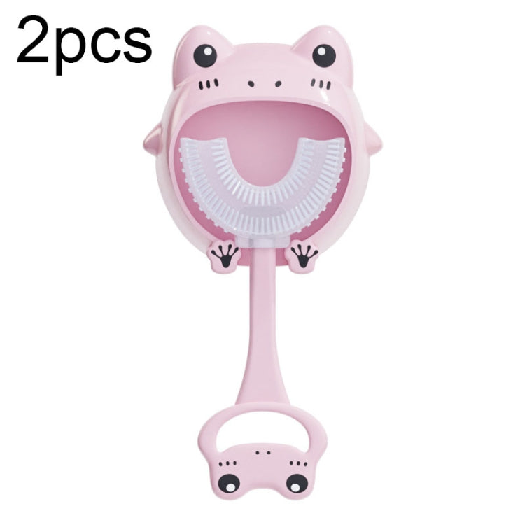 S8 2pcs Children Cartoon Animal Manual U-shaped Silicone Toothbrush for 2-12 Years Old(Pink Frog) - Toothbrushes by PMC Jewellery | Online Shopping South Africa | PMC Jewellery | Buy Now Pay Later Mobicred