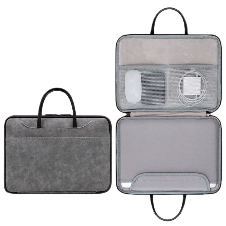 Baona Leather Fully Open Portable Waterproof Computer Bag, Size: 13/13.3 inches(Gray Black) - free shipping - PMC Jewellery - Order now!