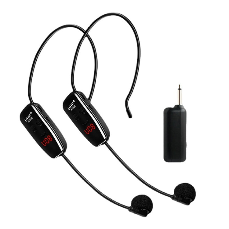 One For Two Outdoor Wireless Microphone Audio Headset Amplifier Loudspeaker(Black) - Microphone by PMC TechLife | Online Shopping South Africa | PMC TechLife | Buy Now Pay Later Mobicred