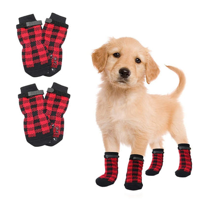 4pcs Dog Knitted Breathable Footwear Outdoor Non-slip Pet Socks, Size: M(Red) - Socks by PMC Jewellery | Online Shopping South Africa | PMC Jewellery
