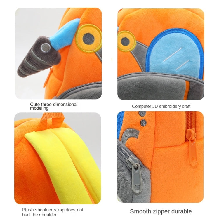 3D Cartoon Trucks Cars Plush Kids Backpack Children School Bags(Excavator) - Kids Bags by PMC Jewellery | Online Shopping South Africa | PMC Jewellery