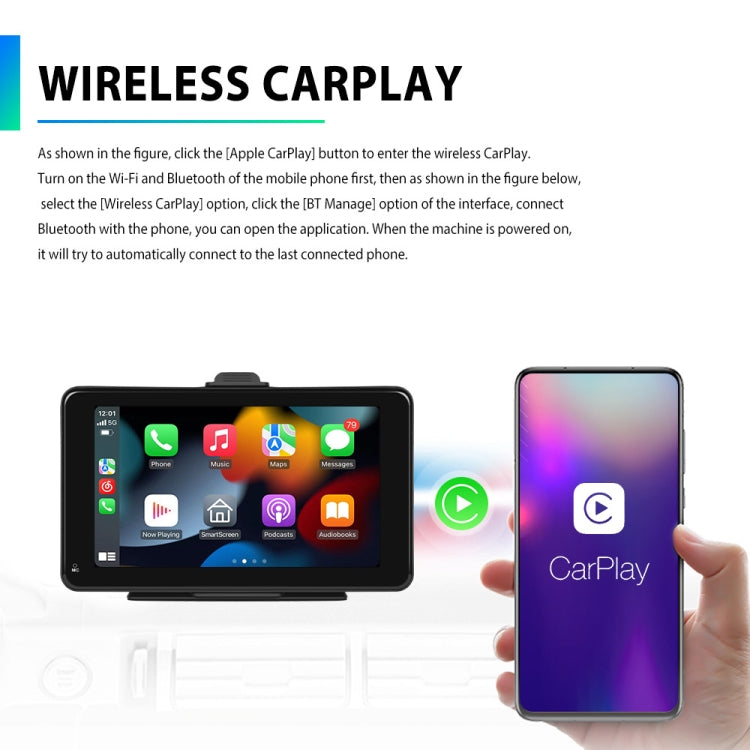 A3135 7 Inches HD Wired Smart Screen With Wireless CarPlay + Android Auto + Android With Camera - Car MP3 & MP4 & MP5 by PMC TechLife | Online Shopping South Africa | PMC TechLife