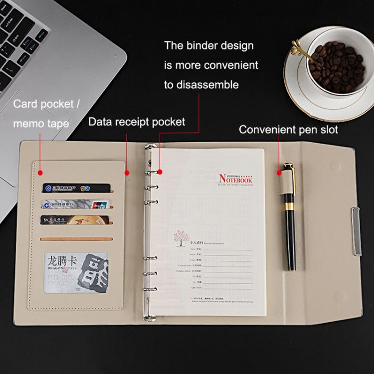 6 Hole Three Fold Loose-leaf Case A5 Business Notebook Office Stationery Notepad(Grey) - Notebooks by PMc TechLife | Online Shopping South Africa | PMc TechLife | Buy Now Pay Later Mobicred