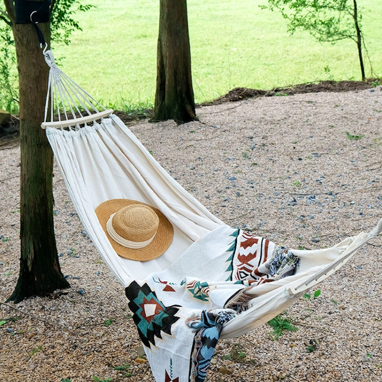 KLY829 Camping Indoor Hammock Outdoor Swing, Style: Double Reinforcement Anti-rollover Beige - Hammocks by PMC Jewellery | Online Shopping South Africa | PMC Jewellery