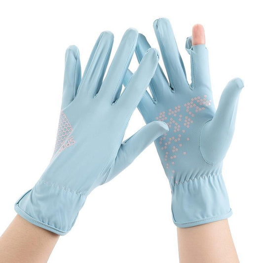 1pair Driving Sunscreen Anti-ultraviolet Thin Summer Ice Silk Dew Finger Non-slip Riding Gloves Free Size(Sky Blue) - Safety Gloves by PMC Jewellery | Online Shopping South Africa | PMC Jewellery | Buy Now Pay Later Mobicred