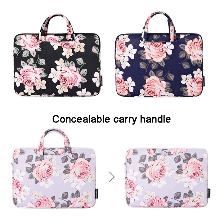 H40-B01 White Rose Pattern Laptop Case Bag Computer Liner Bag With Handle, Size: 14 Inch(Grey) - 14.1 inch by PMC Jewellery | Online Shopping South Africa | PMC Jewellery | Buy Now Pay Later Mobicred