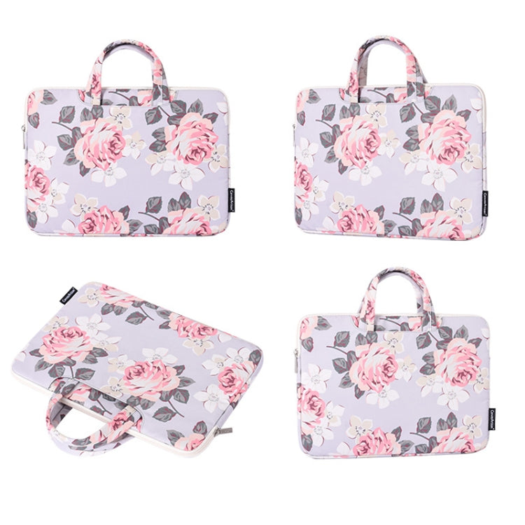 H40-B01 White Rose Pattern Laptop Case Bag Computer Liner Bag With Handle, Size: 14 Inch(Black) - free shipping - PMC Jewellery - Order now!