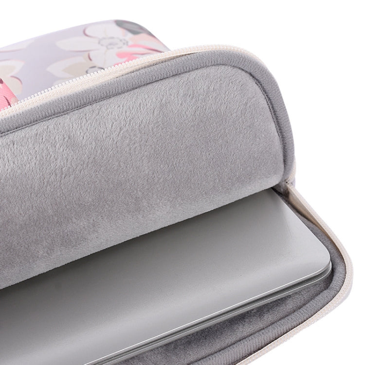 H40-B01 White Rose Pattern Laptop Case Bag Computer Liner Bag With Handle, Size: 15 Inch(Grey) - 15 inch by PMC Jewellery | Online Shopping South Africa | PMC Jewellery