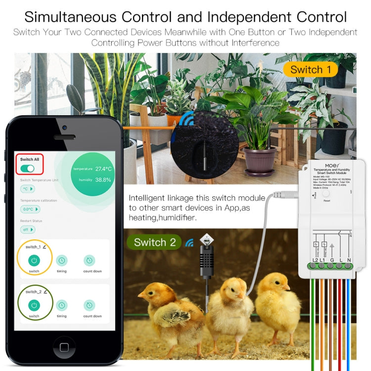 WiFi Switch Module+Temperature Probe Tuya Dual-way Temperature and Humidity Switch Timer Smart Switch - Smart Switch by PMC Jewellery | Online Shopping South Africa | PMC Jewellery