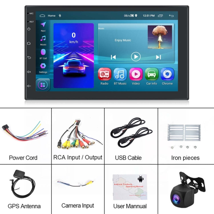 A3194 7 Inch Android 11 Central Control Carplay 2+32G Car Large Screen Navigation Reversing Video Player, Style: Standard+AHD Camera - Car MP3 & MP4 & MP5 by PMC Jewellery | Online Shopping South Africa | PMC Jewellery