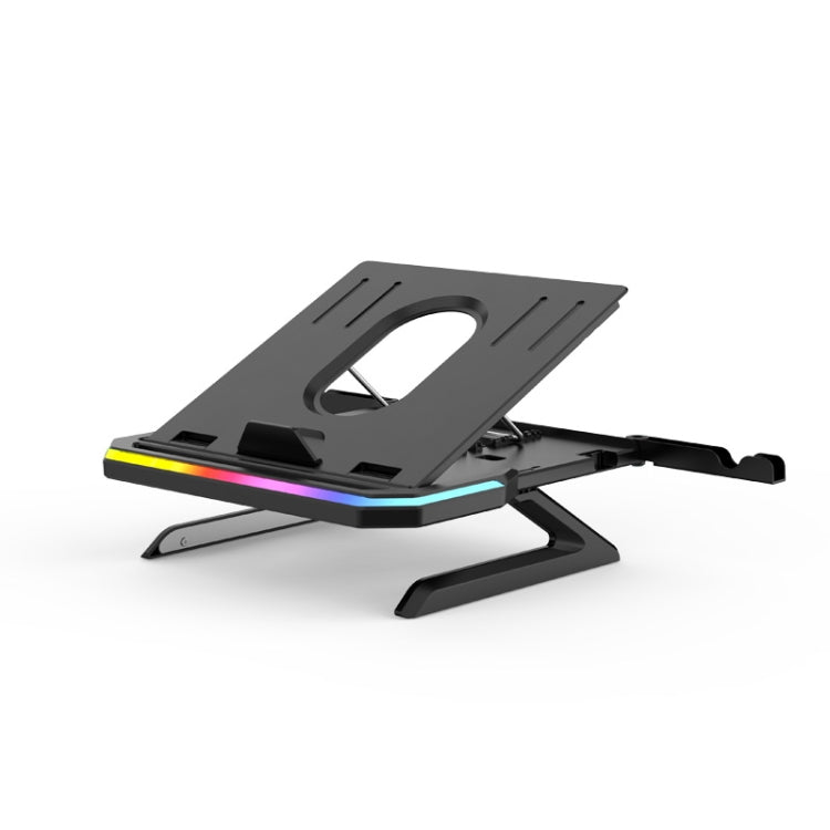 Laptop Stand with RGB Lighting 9-Level Adjustable Notebook Stand(Black) - Laptop Stand by PMC Jewellery | Online Shopping South Africa | PMC Jewellery | Buy Now Pay Later Mobicred