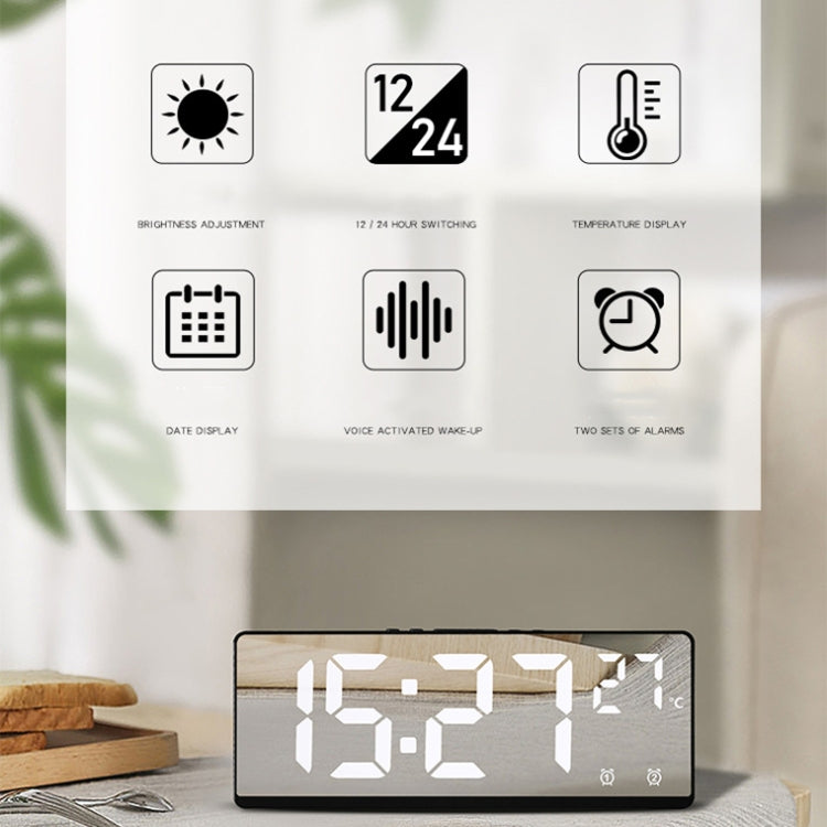 6631 LED Digital Display Multifunctional Electronic Clock Desktop Temperature Mirror Alarm Clock(White Light) - Alarm Clocks by PMc TechLife | Online Shopping South Africa | PMc TechLife | Buy Now Pay Later Mobicred