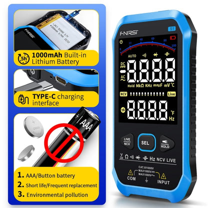 FNIRSI S1 Digital High Precision Fully Automatic Digital Multimeter(Blue) - Digital Multimeter by FNIRSI | Online Shopping South Africa | PMC Jewellery | Buy Now Pay Later Mobicred