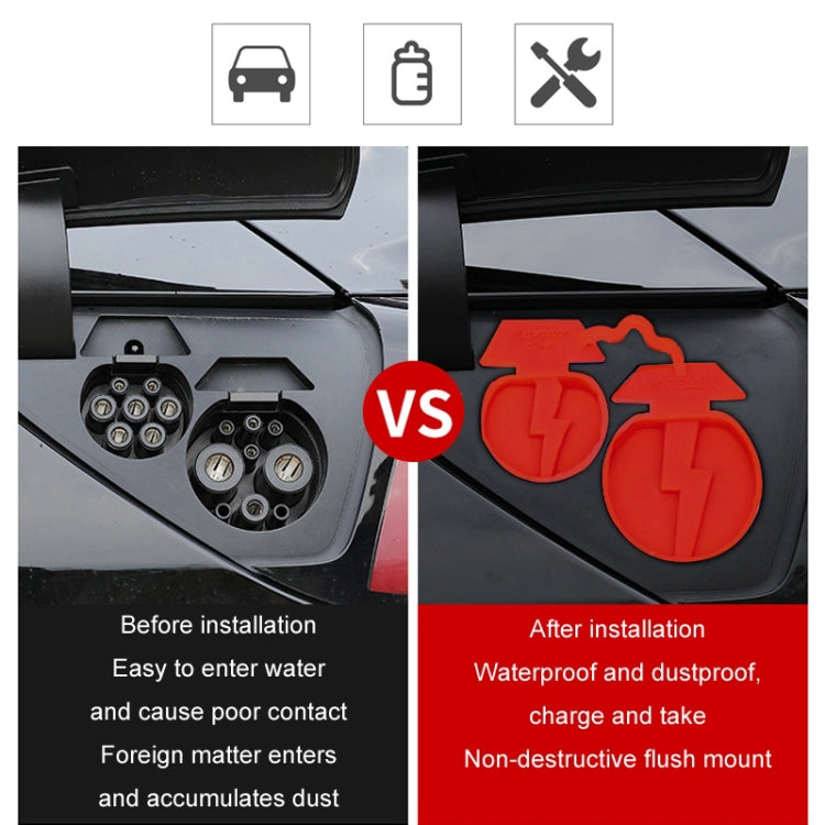 For Tesla Model3/Y 2pcs Charging Port Silicone Dustproof Waterproof Cover, Color: Conjoined Black - Waterproof Covers by PMC TechLife | Online Shopping South Africa | PMC TechLife
