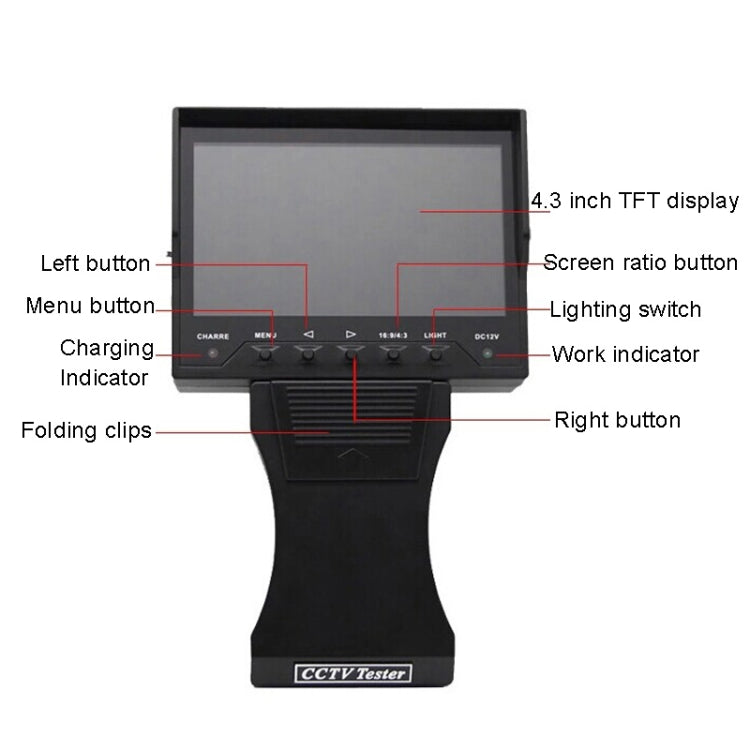 JSK-4300B 4.3 inch Handheld 12V Output Network Cable Monitoring Tester(With US Plug Power Adapter) - Other Tools by PMC TechLife | Online Shopping South Africa | PMC TechLife