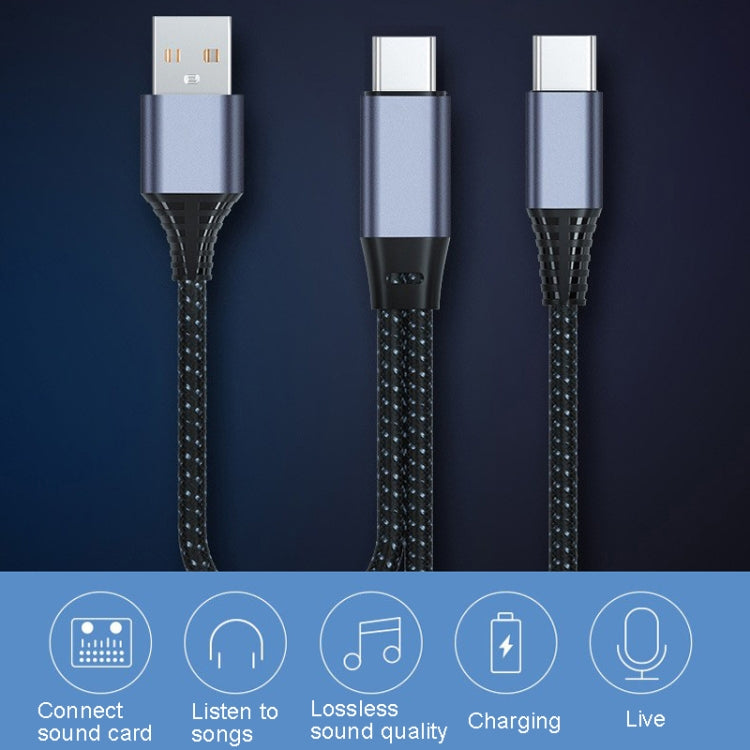 T42B 3.5mm Male+8 Pin Male+8 Pin Female Live OTG Sound Card Cable Mobile Phone Charging Audio Recording Data Cable - Video & Audio Cable by PMC Jewellery | Online Shopping South Africa | PMC Jewellery | Buy Now Pay Later Mobicred