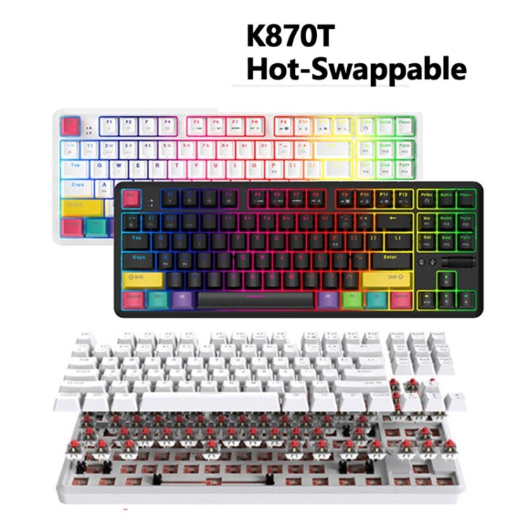 Ajazz K870T 87-Key Hot Swap Bluetooth/Wired Dual Mode RGB Backlight Office Game Mechanical Keyboard Green Shaft (White) - Wireless Keyboard by Ajazz | Online Shopping South Africa | PMC Jewellery | Buy Now Pay Later Mobicred