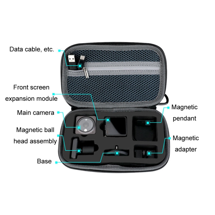 For DJI Action 2 RCSTQ Action Camera Hard Case Accessory Bag(Silver Gray) - Case & Bags by RCSTQ | Online Shopping South Africa | PMC Jewellery | Buy Now Pay Later Mobicred