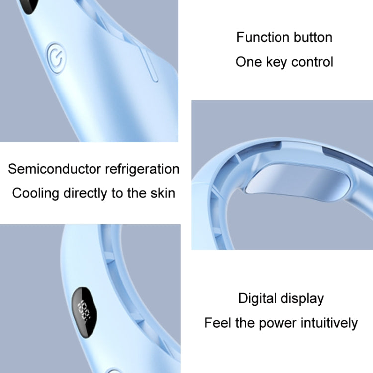 USB Charging Big Wind Cooling Leafless Hanging Neck Fan(Blue) - Electric Fans by PMC TechLife | Online Shopping South Africa | PMC TechLife | Buy Now Pay Later Mobicred