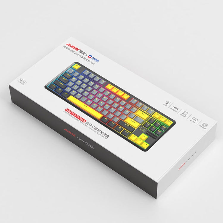 Ajazz K870T Pro 87 Keys Three Mode Wireless/Bluetooth/Wired Pluggable RGB Mechanical Keyboard Tea Shaft (White) - Wireless Keyboard by Ajazz | Online Shopping South Africa | PMC Jewellery | Buy Now Pay Later Mobicred