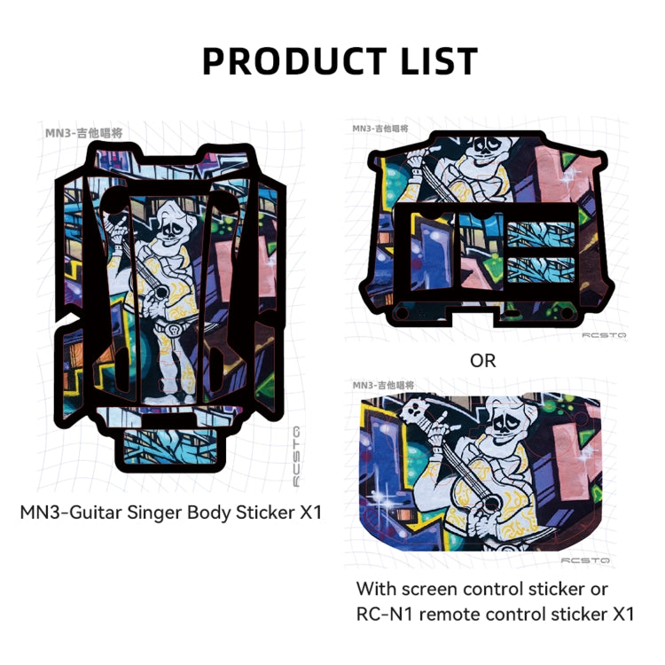 For DJI Mini 3 Pro Remote Control Body Sticker ,Spec: RC-N1 Without Screen(Guitar Singer) - Stickers by RCSTQ | Online Shopping South Africa | PMC Jewellery | Buy Now Pay Later Mobicred