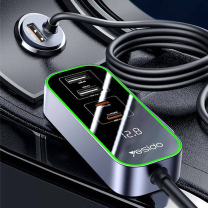 Yesido Y53 QC3.0 Car Charger 97W Five Ports Fast Charged(Black) - Car Charger by Yesido | Online Shopping South Africa | PMC Jewellery | Buy Now Pay Later Mobicred