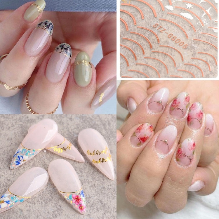 Gold Silver Manicure Stickers Imitation Metal Line Adhesive Nail Stickers(Stz-GS104 Rose Gold) - Nail Stickers by PMC Jewellery | Online Shopping South Africa | PMC Jewellery | Buy Now Pay Later Mobicred