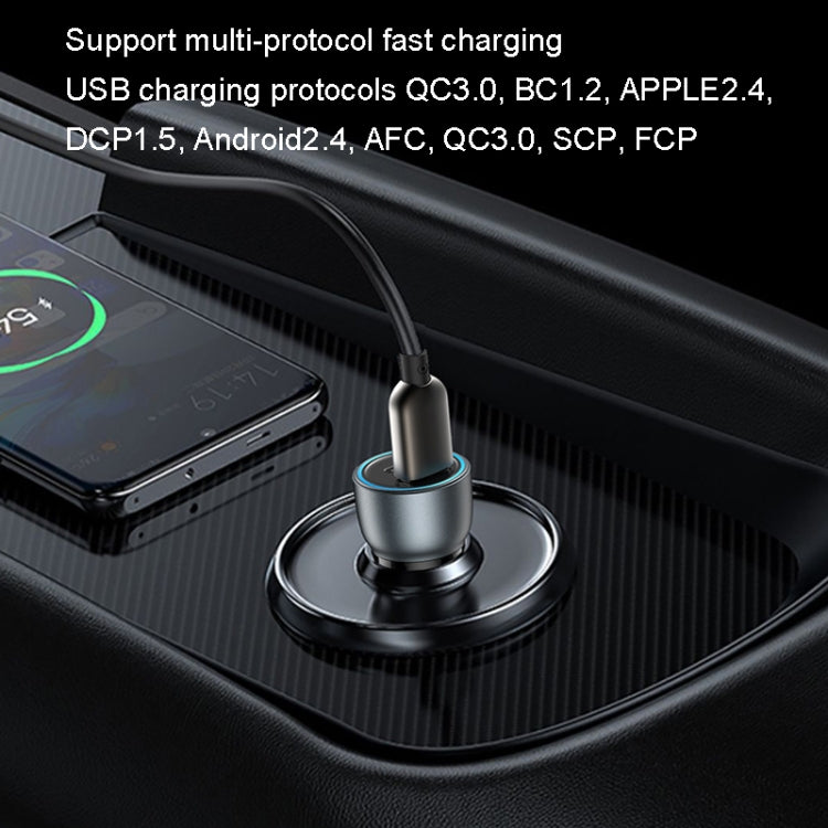 Yesido Y49 Car USB3.0 Fast Charger 30W Translucent PD Fast Charging(Black) - free shipping - PMC TechLife - Order now!