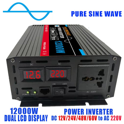 12000W (Actual 2000W) 60V to 220V High Power Car Sine Wave Inverter Power Converter - Pure Sine Wave by PMC Jewellery | Online Shopping South Africa | PMC Jewellery