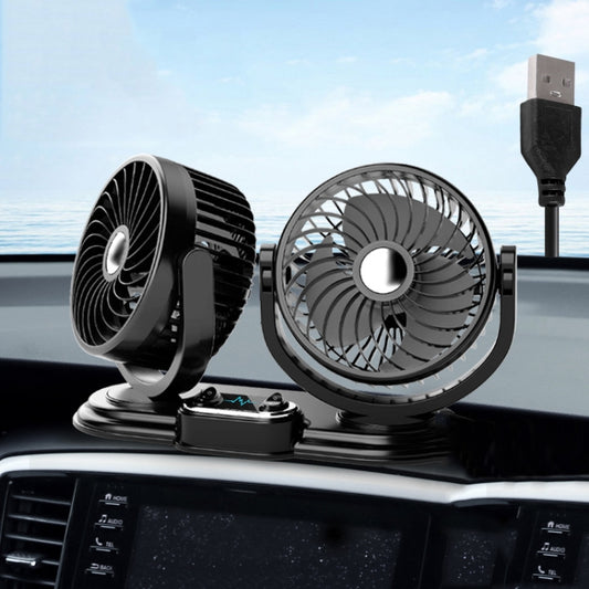 F621 Car Rotatable Turntable Silent Car Double Head Fan, Model: USB - Heating & Fans by PMC Jewellery | Online Shopping South Africa | PMC Jewellery | Buy Now Pay Later Mobicred