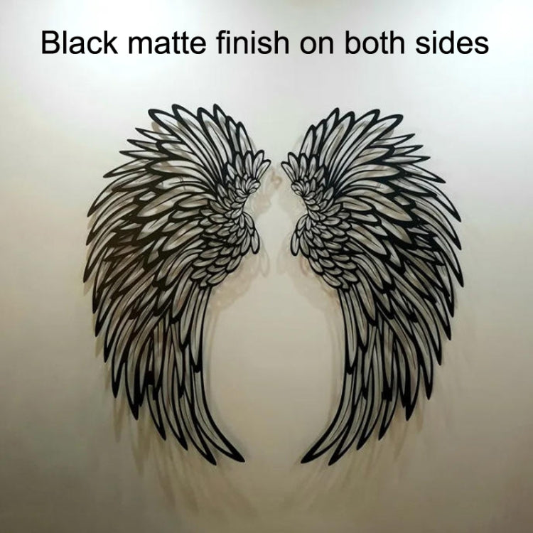 1pair 35cm Double Sided Black Engraved Metal LED Angel Wings Wall Hanging Decoration With Lights - Ornaments by PMC Jewellery | Online Shopping South Africa | PMC Jewellery