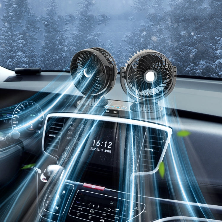 F623 12V/24V Vehicle Electric Oscillating Head Rotatable Double Head Fan (Basic) - Heating & Fans by PMC TechLife | Online Shopping South Africa | PMC TechLife | Buy Now Pay Later Mobicred