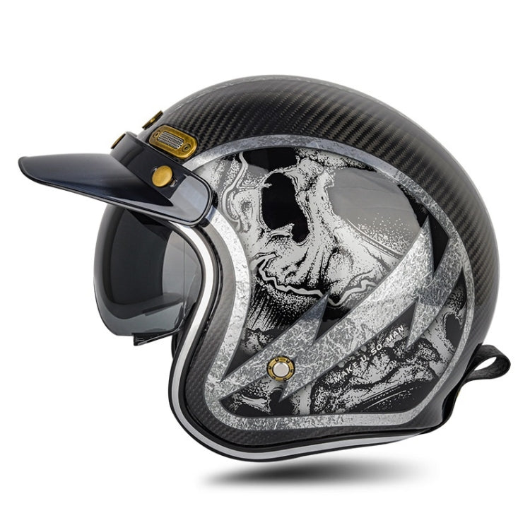 SOMAN Motorcycle Four Seasons Carbon Fiber Half Helmet, Color: Carbon Fiber Silver Lightning(L) - Helmets by SOMAN | Online Shopping South Africa | PMC Jewellery | Buy Now Pay Later Mobicred